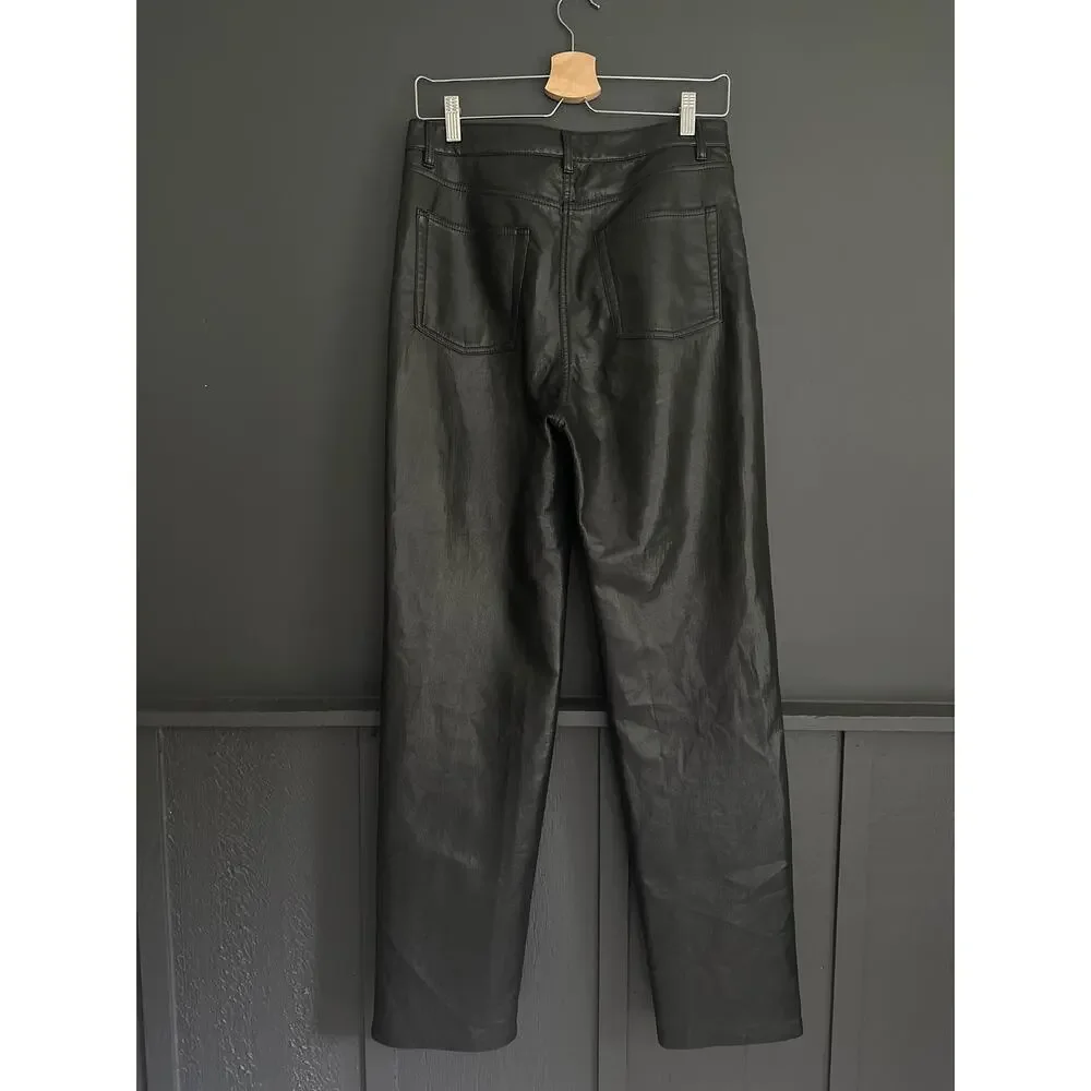 Aritzia Wilfred The Melina Black Vegan Leather Straight Leg Pant Size 10 - Picture 7 of 12